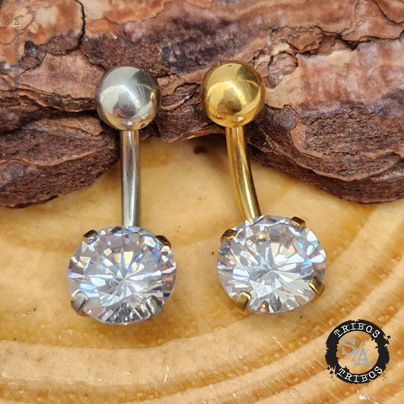 Trbos Piercing Bananabell Gold com Zircônia Redonda em Aço Cirúrgico (0)