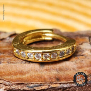 Tribos Piercing Argola Semijoia Banhado a Ouro com Cristais (2)