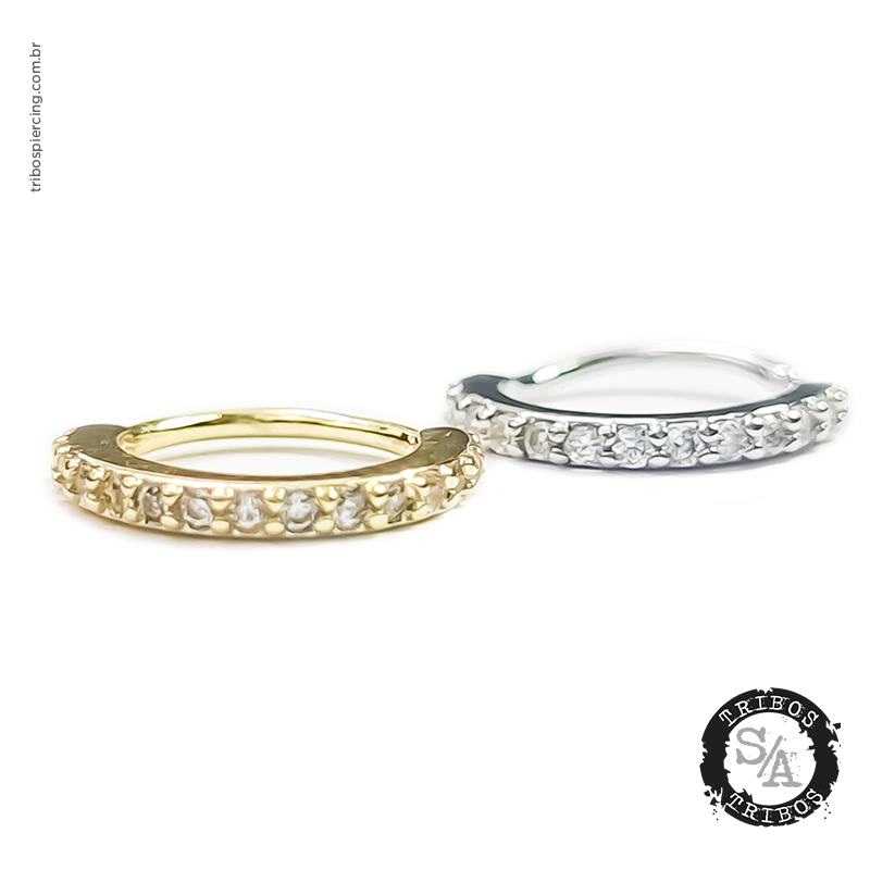 Tribos Piercing Argola Semijoia Banhado a Ouro com Cristais (5)