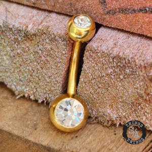 Tribos Piercing BananaBell PVD Gold com Strass Branco em Aco Cirurgico (2)