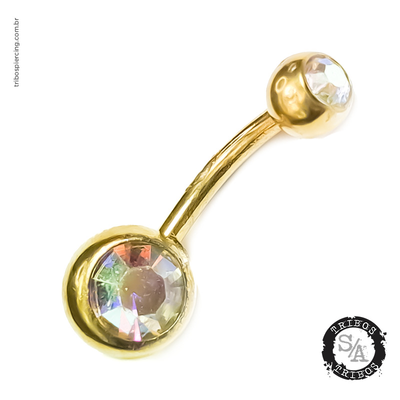 Tribos Piercing BananaBell PVD Gold com Strass Furta Cor em Aço Cirúrgico (1)