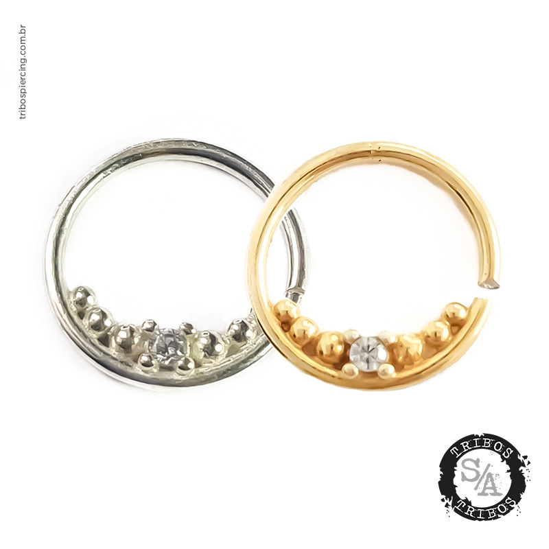 Tribos Piercing Indiano com Strass em Prata 925 e Banho de Ouro (1)