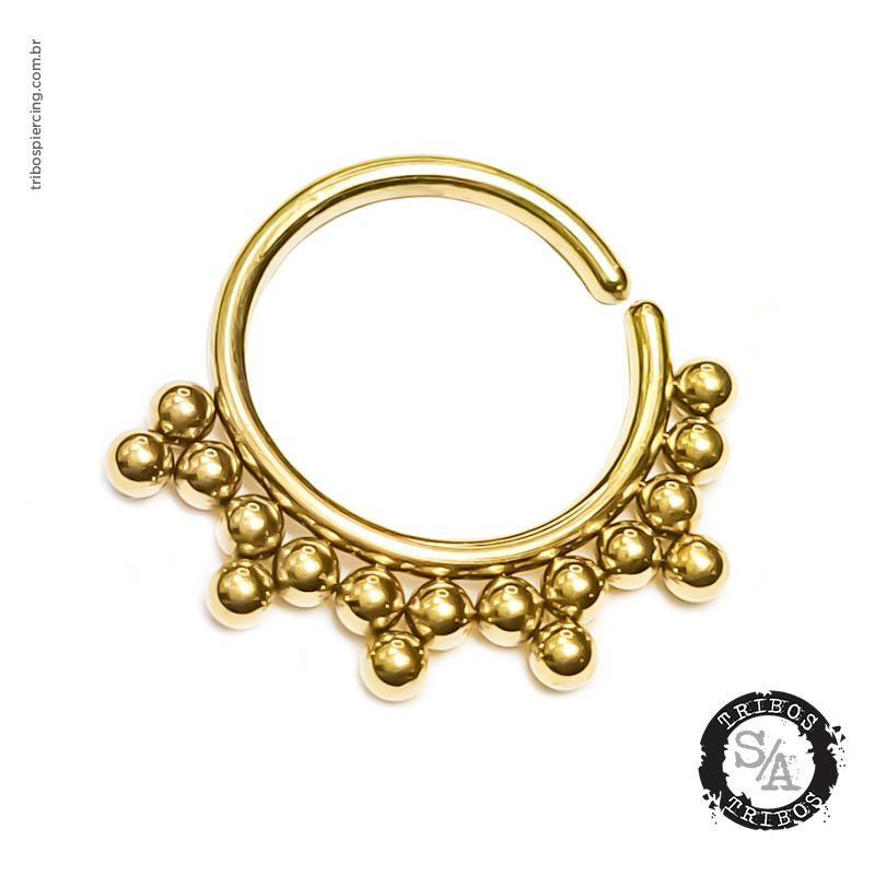 Tribos Piercing Indiano de Argola em Aço Cirúrgico PVD Gold (1)